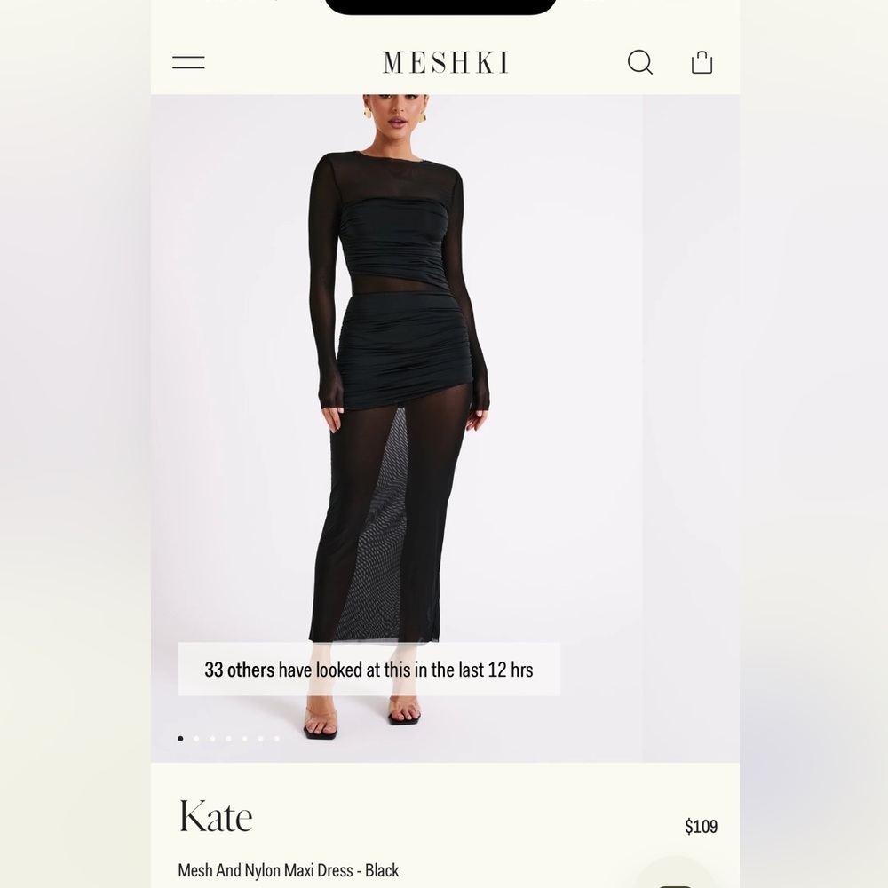 NWT Meshki Kate Mesh And Nylon Maxi Dress - Black size small